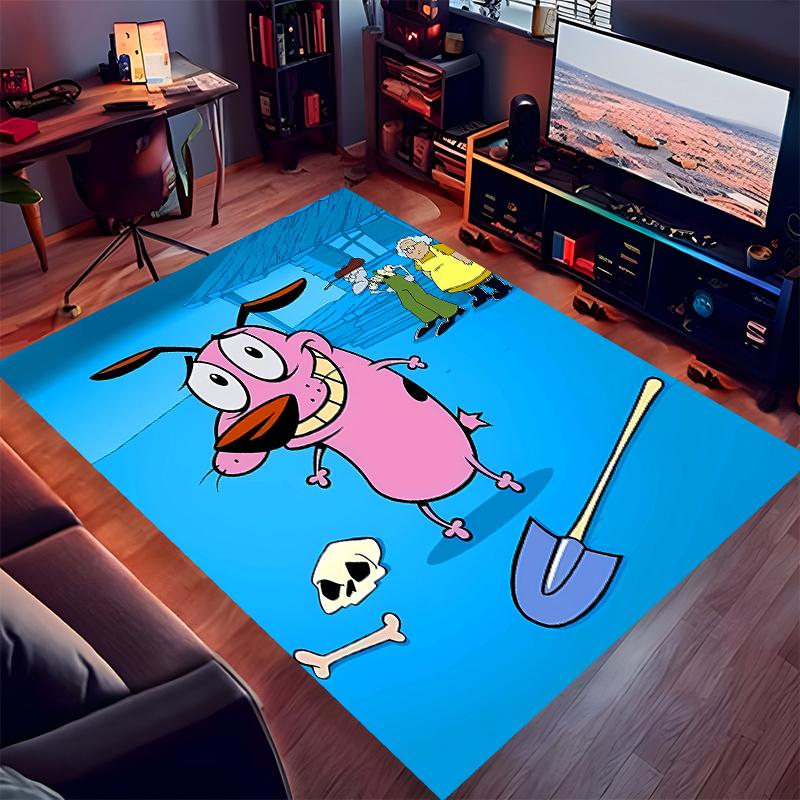 1pc Courage the Cowardly Dog Print Area Rug - Soft, Washable Non-Slip Indoor Mat for Office Chairs, Living Room, Home Office Decorative Rug