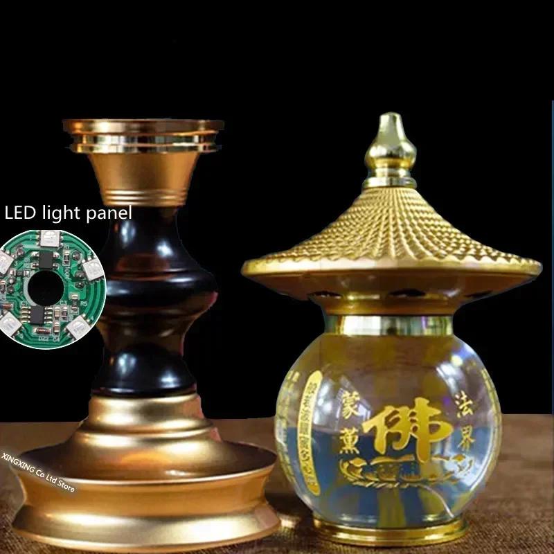 Color Crystal Lotus Candlestick holder Plug In Buddha Offering Crystal Ball Carving Scripture Temple Buddha Hall Domestic Buddha