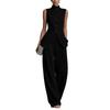European-American Cotton Linen Drape Sleeveless Shirt & Long Pants Fashion Set