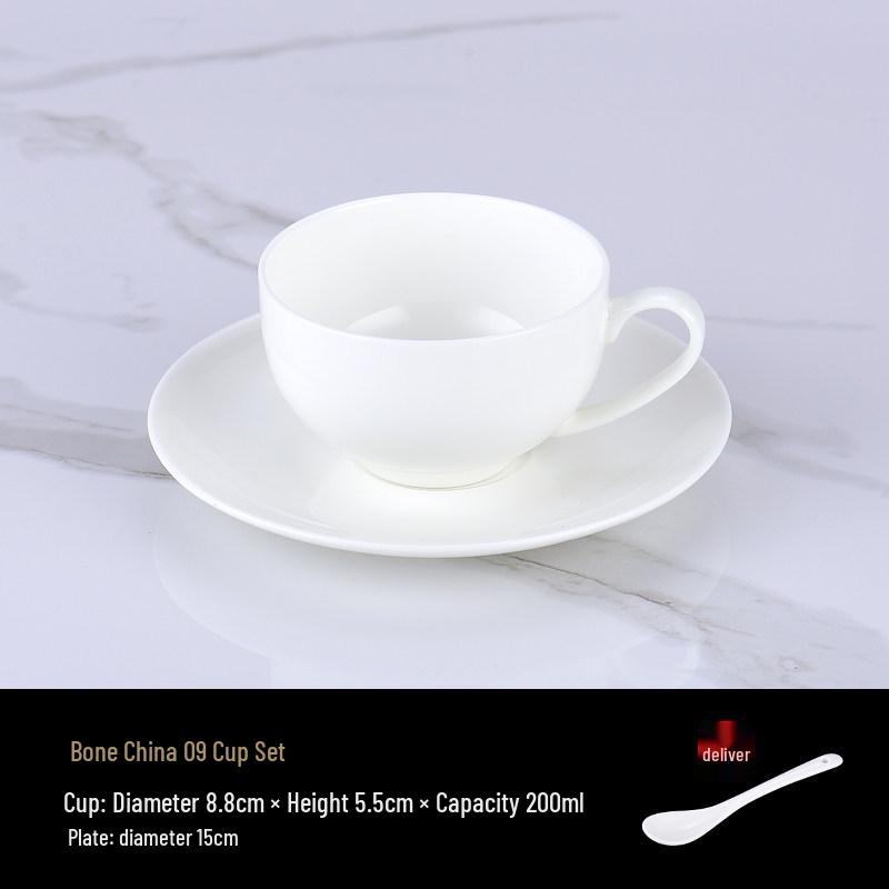 Luxurious Bone China Gold Rim Coffee Cup & Saucer Set - Pure White Ceramic English Style for Hotels and European Coffee Service
