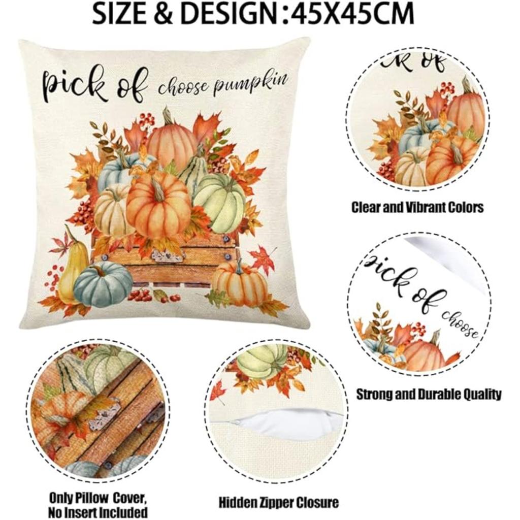 Pillowcover Autumn Pumpkin Pillow Cases Happy Harvest Thanksgiving Party Throw Cushion Case for Couch Sofa Outdoor Home Decor
