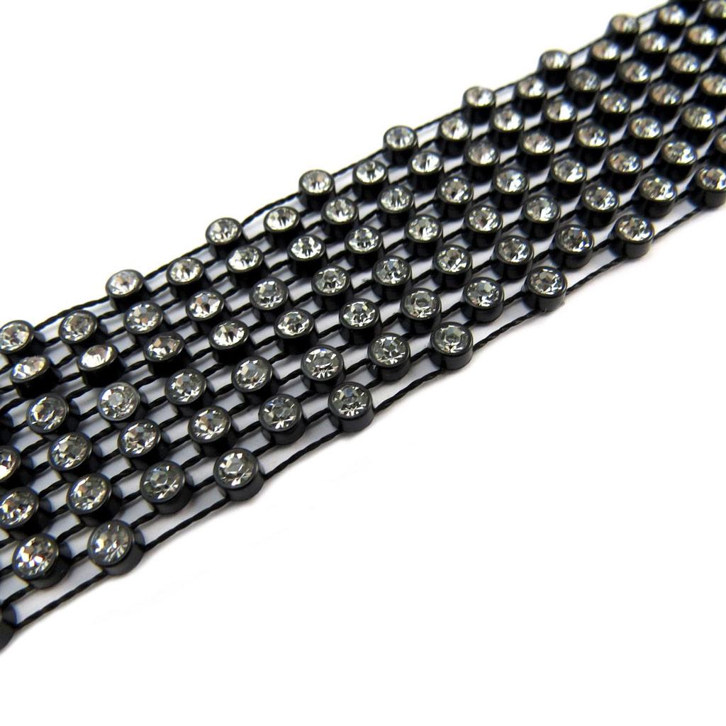 Les Trésors De Lily [P4844] - Designer Choker 'Sissi' White Black - 2.5 Cm