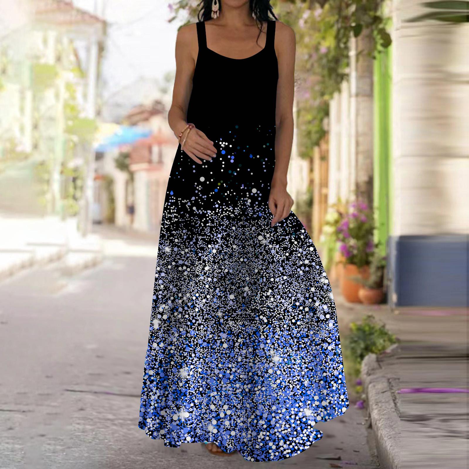 Женское платье-комбинация Длинное платье макси Платье с принтом в горошек Весна и лето — фото 3