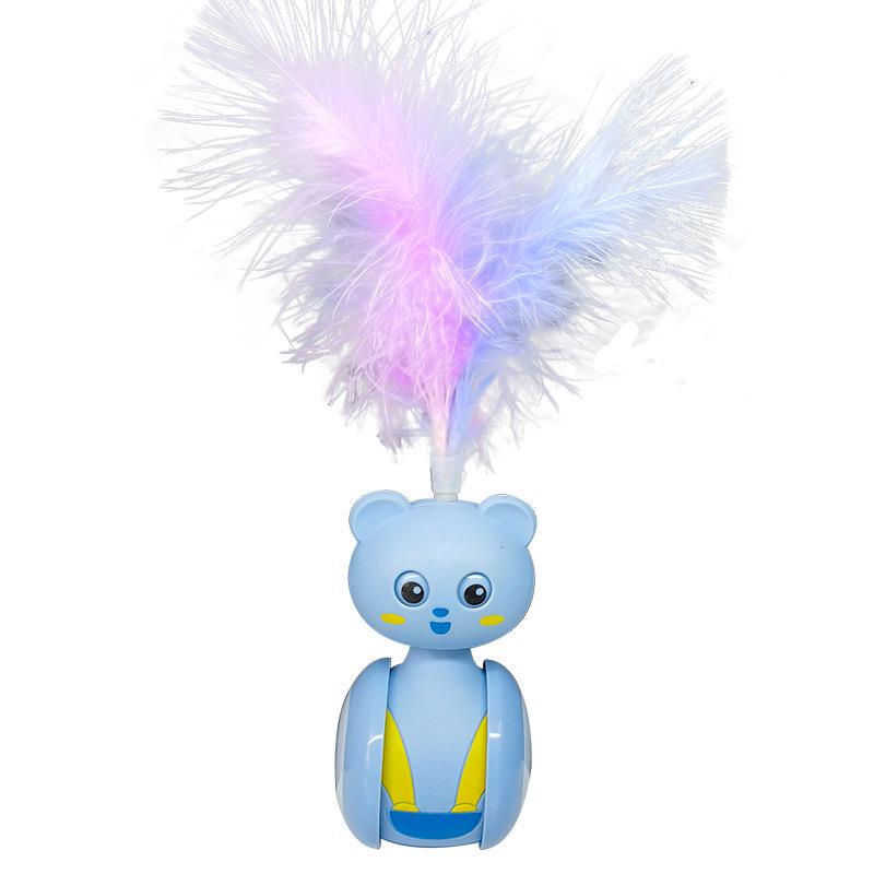 Cat Toy Tumbler: Kitten Self-Play Feather Teaser & Ping Pong Ball Wand for Boredom Relief