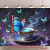 2D Printed Fantasy Butterfly Teacup Studio Backdrop for Photography