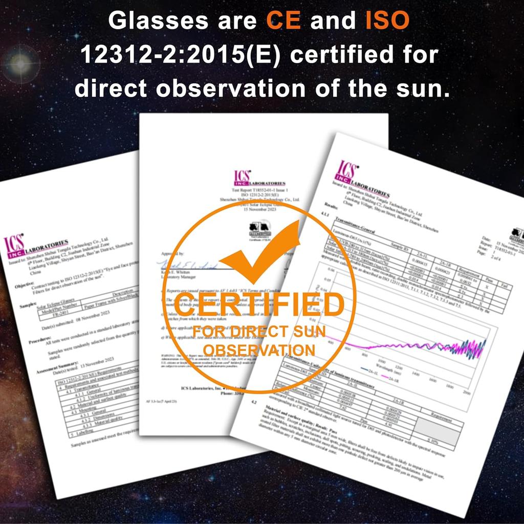 Solar Eclipse Glasses AAS Approved 2024, 6 Pack Solar Eclipse Glasses for Direct Sun Viewing-ISO 12312-2:2015(E) & CE Certified