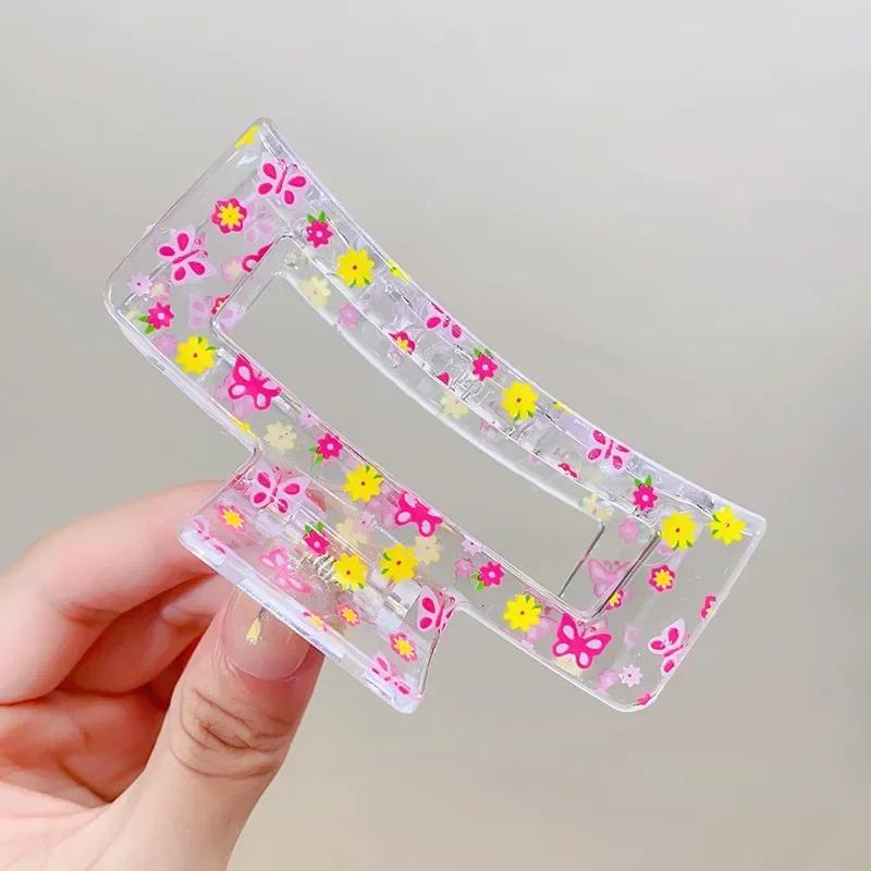 New Women Print Flower Hair Claw Tough Colorful Plastic HairClip Large Size Hair Clamps Crab Hairpin Hair Accessories Girl Gift
