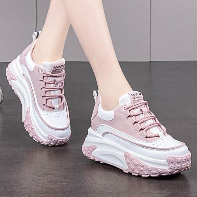 Inner height increase dad shoes women's new 2025 autumn round head lace-up casual shoes small muffin sports single shoes tide