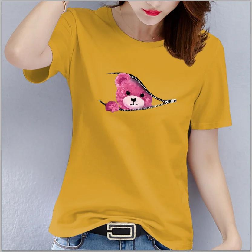 Bear Graphic Print Tshirt Teddy Bear Short Sleeve Crew Neck Casual Top  Womens Clothing Oversized  T Shirt Tops  Harajuku