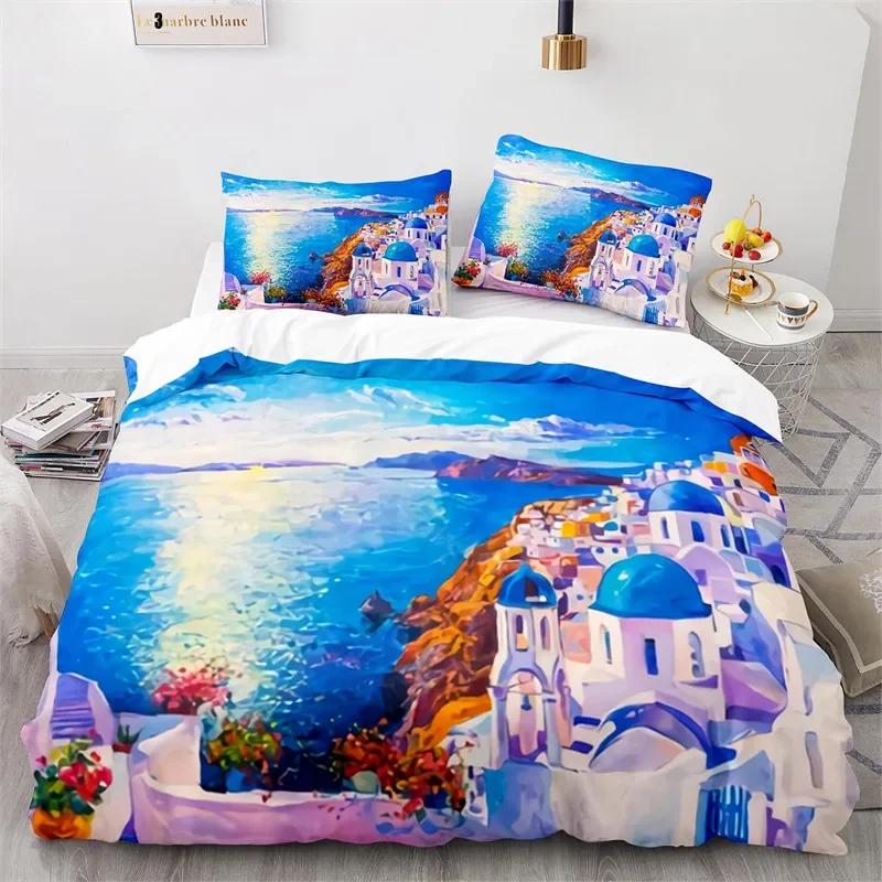 Oil Painting Duvet Cover Twin King Abstract Art Print Bedding Set Microfiber Landscape Tree Comforter Cover For Kids Teen Room