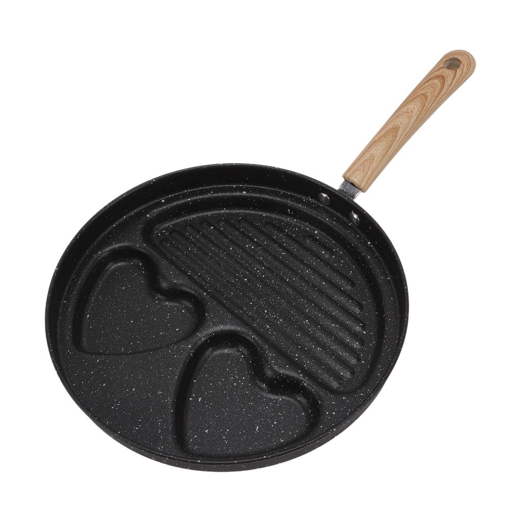 Egg Steak Divided Frying Pan 3 in 1 Multifunctional Prevent Stick Egg Beef Steak Cooker Pan for