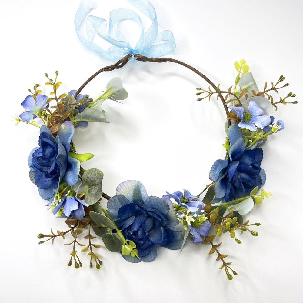 Boho Fluffy Flower Headdress Gradient Sweet Flower Crown Artificial Flower Headband Weddings