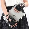 Women Black Fingerless Gloves Sexy Bandage Rivet Gloves Personality Buckle Straps Punk Gothic Lolita Cosplay Performance Mittens