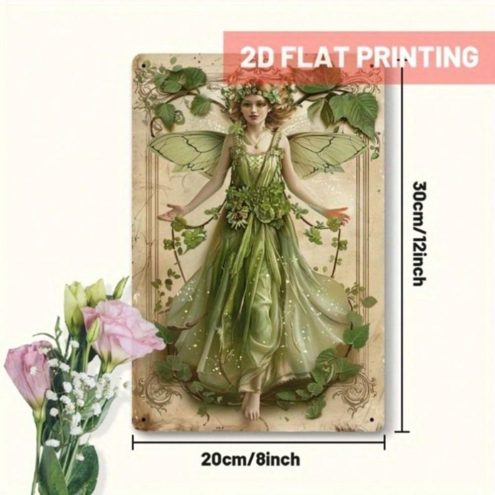 Retro Metal Wall Art Forest Elf 20x30cm Vintage Fantasy Home Decor Picture for Bedroom Living Room