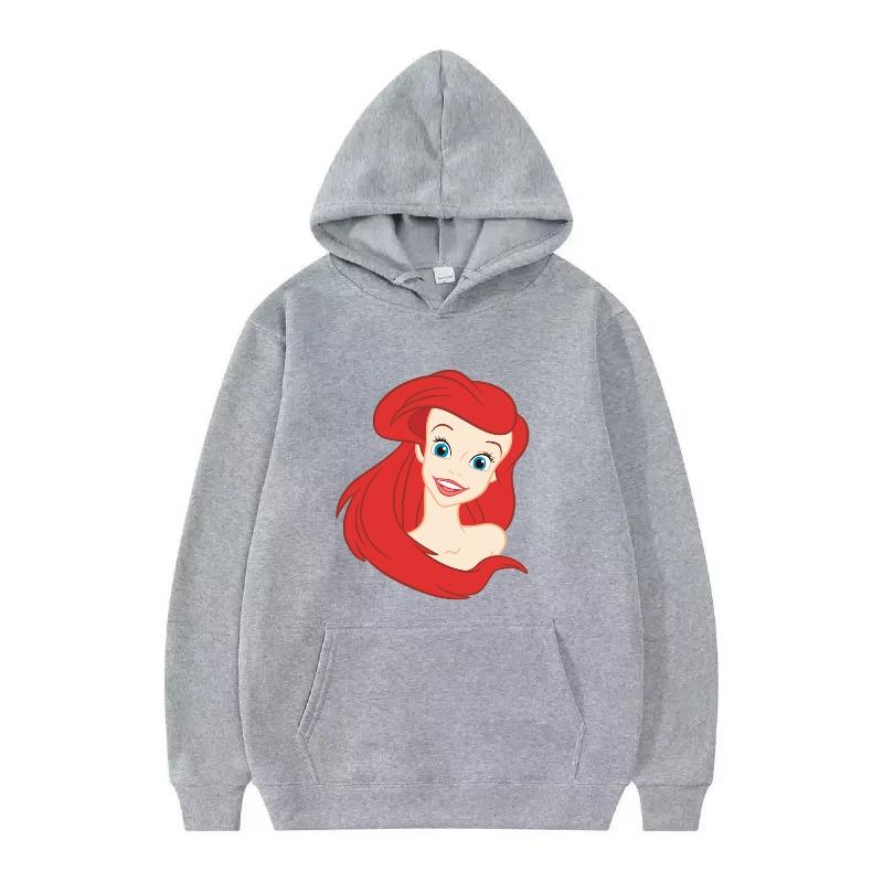 Disney Princess Pattern Woman Fashion Sporty Loose Black Spring Tops Clothes Pullovers Ladies Cheap Y2k Hoodies Men Sweatshirts