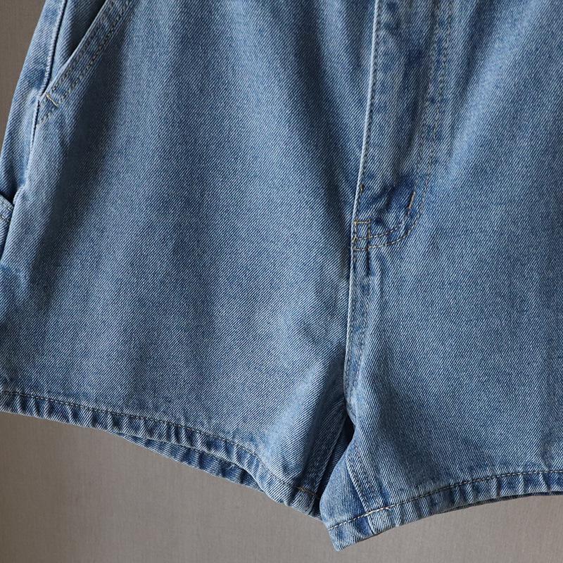 Summer 2025 Korean Style Women's Denim Cargo Shorts - Straight Leg, Versatile A-line
