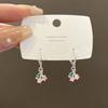 Sweet and cool girl heart cherry ear buckle female versatile temperament pink opal earrings small fresh and simple ear jewelry