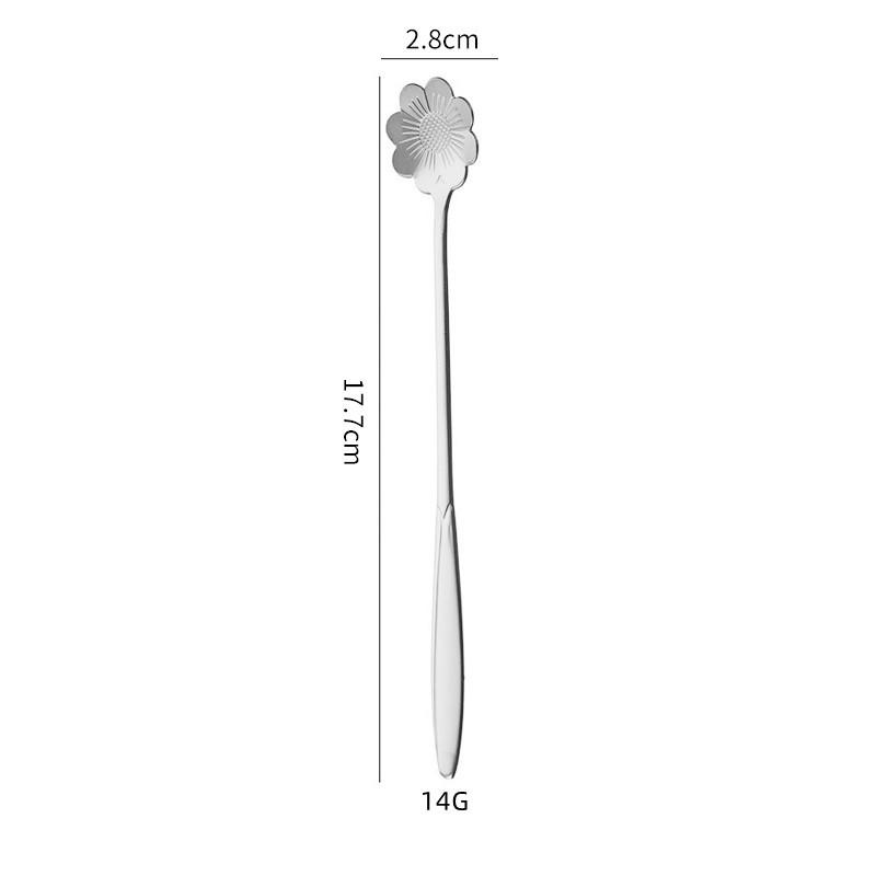 Stainless Steel Long Handle Cherry Blossom Coffee & Dessert Spoon