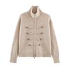 Womens Vintage Napoleon Style Knit Double-Breasted Cardigan Fashion