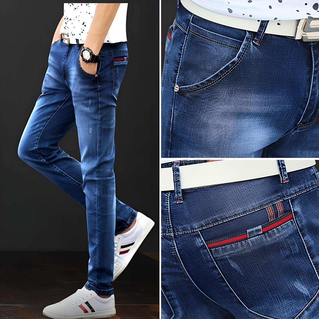 Men's Jeans Casual Men's Jeans Elastic Slim Fit Pants Korean Fashion Pants