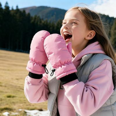 Einfarbige Baby-Winterhandschuhe Verdicken Warme Kinder Vollfinger-Fäustlinge Winddicht Wasserdicht Kinder Jungen Mädchen Skihandschuhe