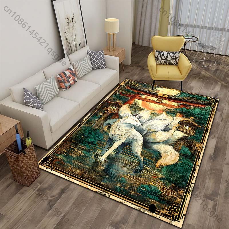 

Multiple sizes Kitsune shrine torii moonlit forest Print Carpet for Living Room Bedroom Sofa Home Decor Non-slip Mat Luxury Gift 40x60cm