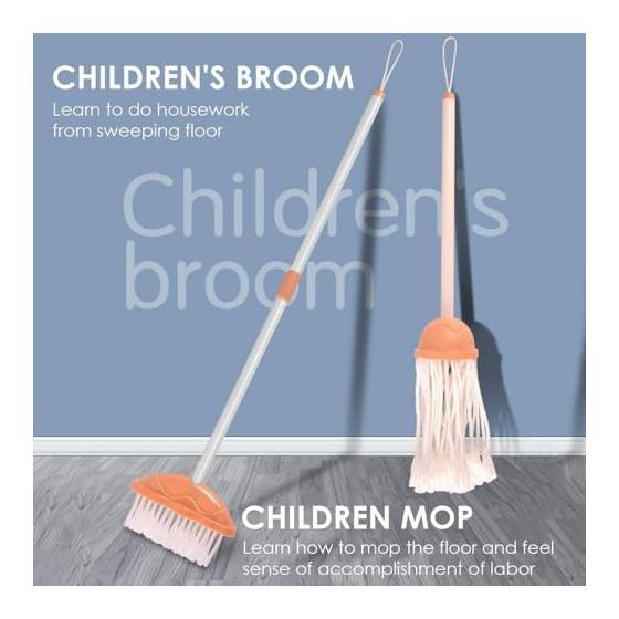 Cleaning Toy, Housework Goods, Play House, Cleaning Set, Adjustable Height (55-95cm), Pretend Play, Cleaning, Housework, Housework Toy, Educational