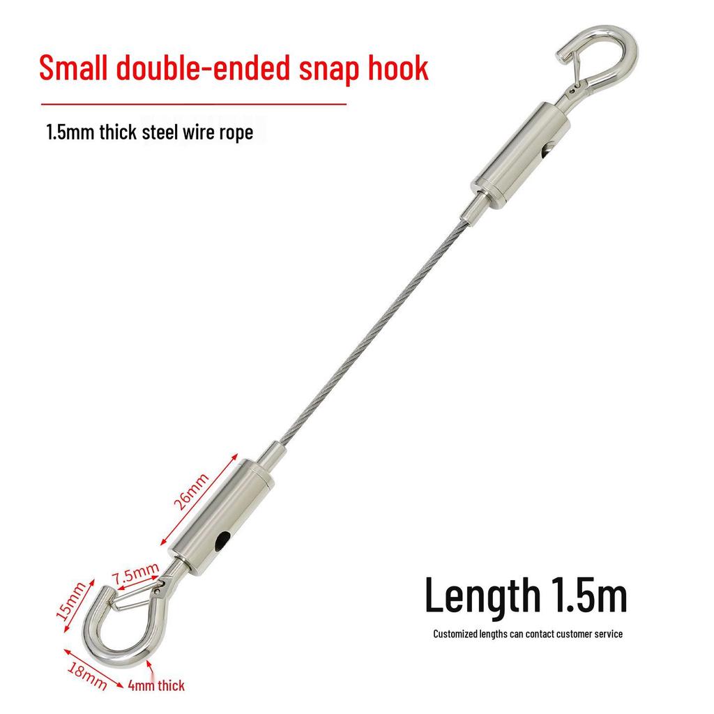 Adjustable Dual-Head Hook Steel Wire Sling with Locking Buckle for Picture Hanging