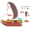 Mattel Disney Moana 2 Toy Playset with Floating Adventure Small 1 Character 6 Play and 10 Accessories Canoe, Doll, Friend, Areas,