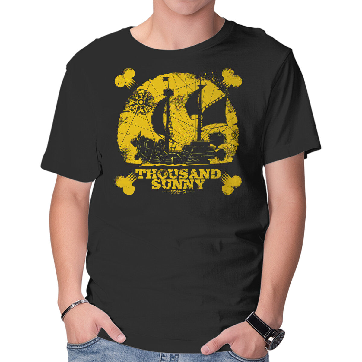 Unisex Crew Neck T-Shirt Thousand Sunny Graphic Short Sleeve Casual Tee XXXXL