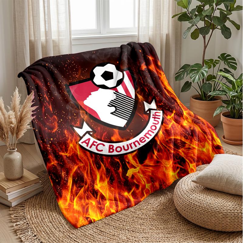 Bournemouth Football Print Flannel Blanket, Soft Warm Lightweight Throw Blanket for Sofa Bed Camping