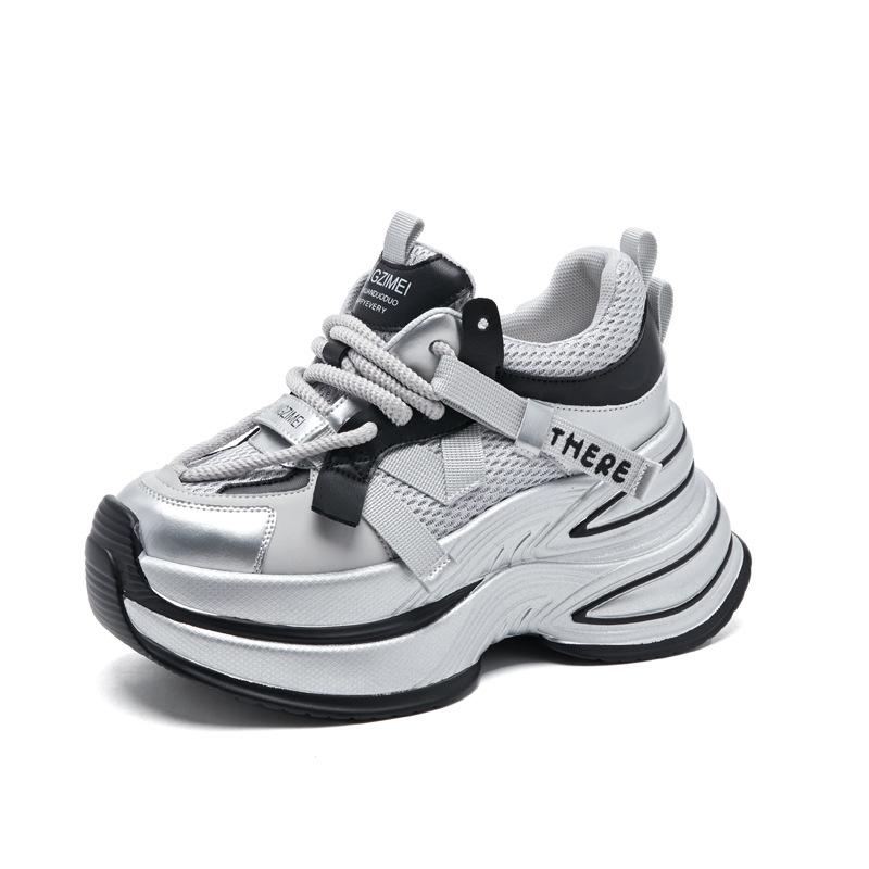 

8217 hollow dad shoes women s summer new thick-soled breathable mesh casual casual shoes heightening women s shoes resistant to dirty tide 39 серебряный