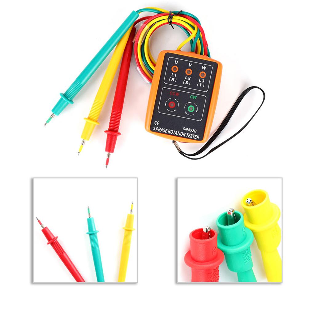 SM-852B 3-Phase 60V~600V AC Sequence Order Rotation Indicator Tester 20Hz-400Hz