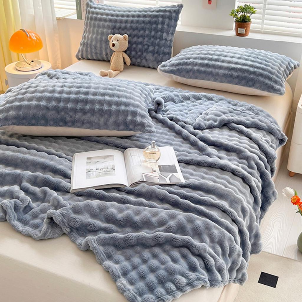 Cobertor de Pelúcia Coelho Imitado, Cobertor para Soneca no Escritório, Cobertor para Ar Condicionado, Cobertor Universal para Sofá para Todas as Estações, Roupa de Cama