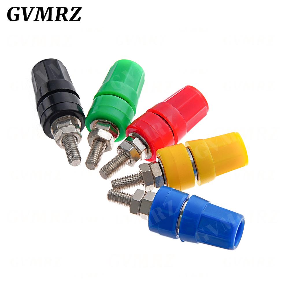 5PCS M4X36 Pure Copper Terminal 4MM Banana Jack Socket 20A Binding Post Banana Plug Connector M4*36 Black Red Blue Green Yellow