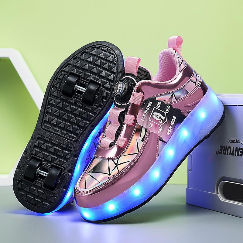 LED Light-Up Roller Shoes: Single/Double Wheel Wheeled Skates for Students