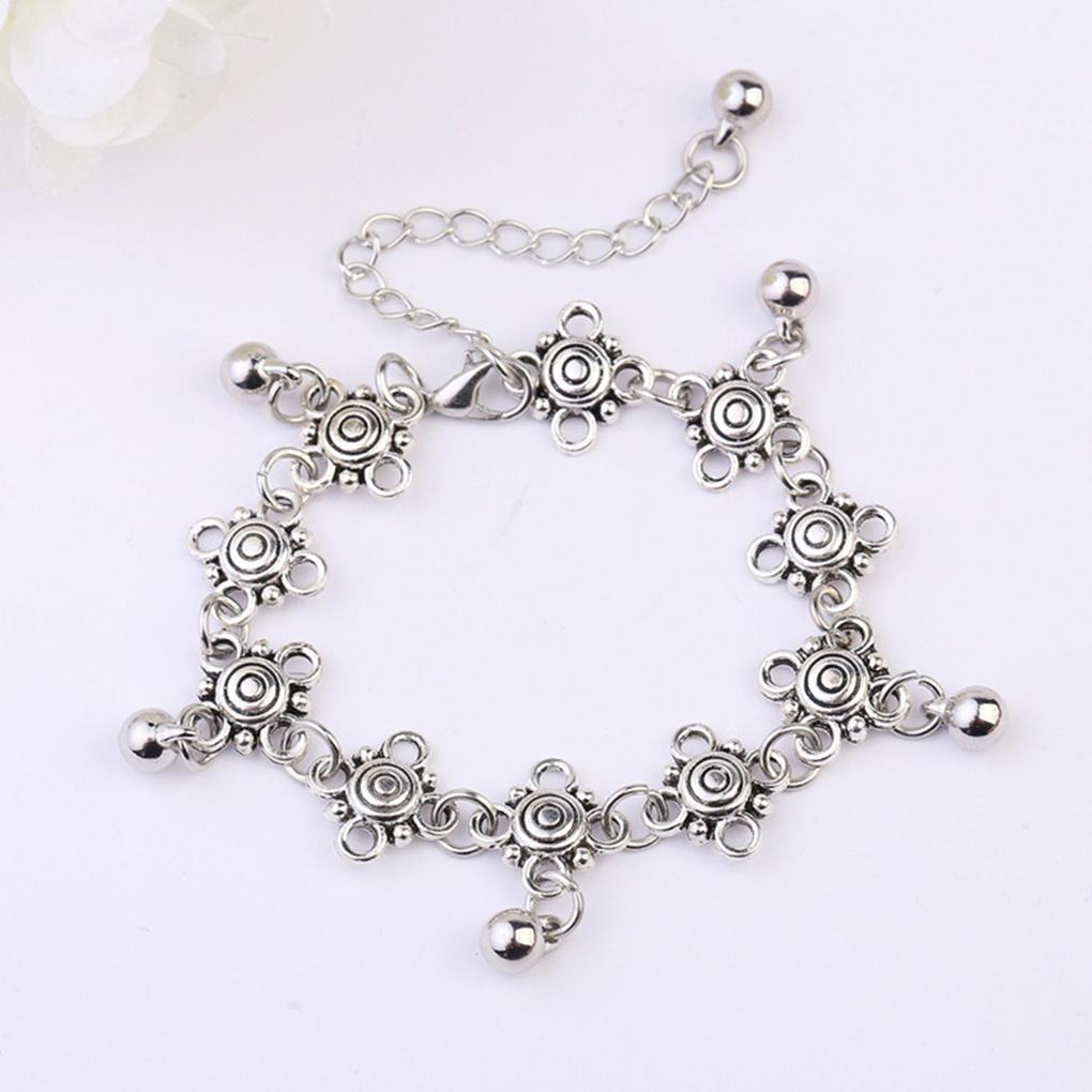 Women Vintage Chain Hollow Foot Anklet Water Drop Tassel Jewelry Decoration Gift