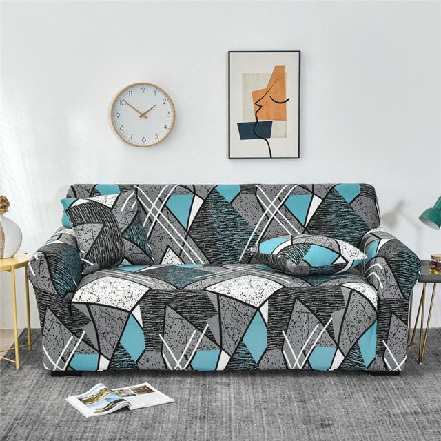 Geometrische große Sofabezüge für Wohnzimmer Ecke Chaiselongue Couch Schonbezüge elastische Sofaschutz Stuhl Sesselbezug 1 Stück