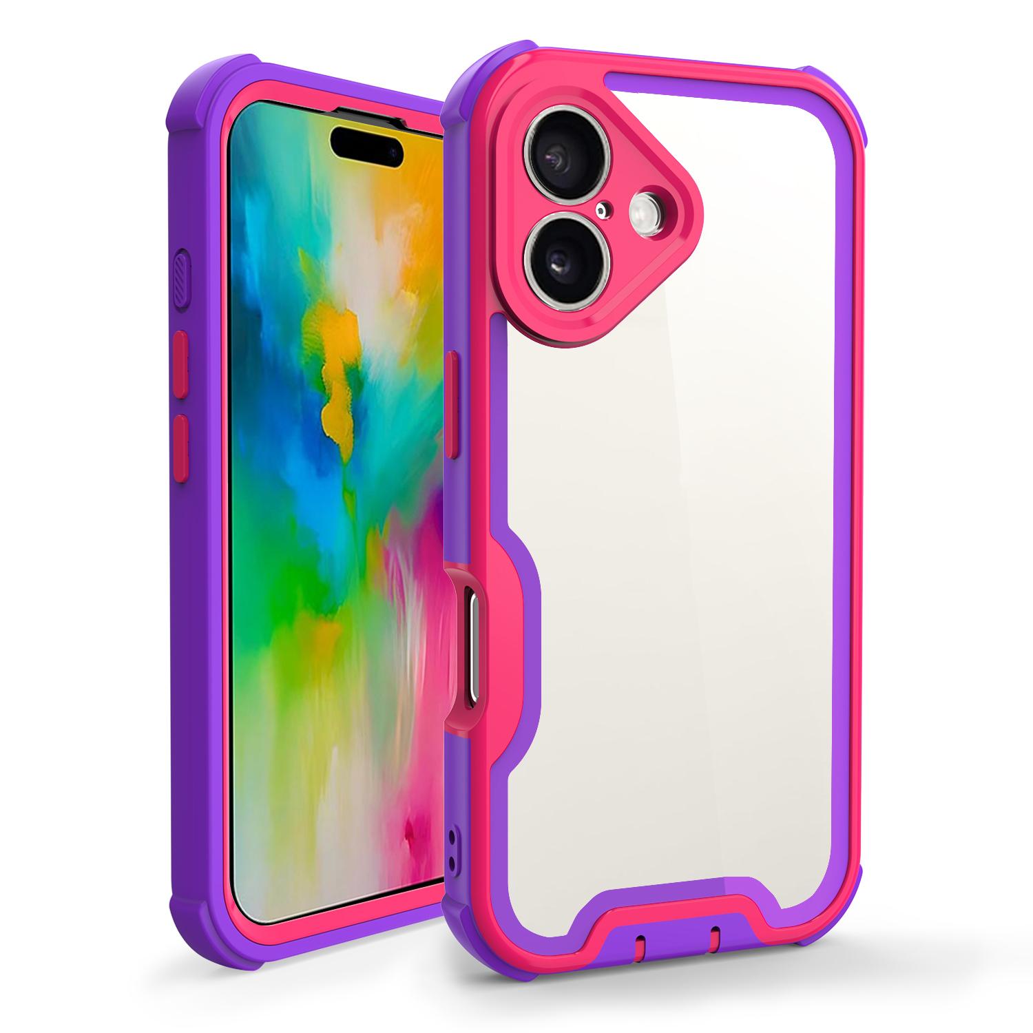 

For iPhone 16 Plus Case Detachable 4 in 1 TPU + Acrylic + PC Shockproof Phone Cover D