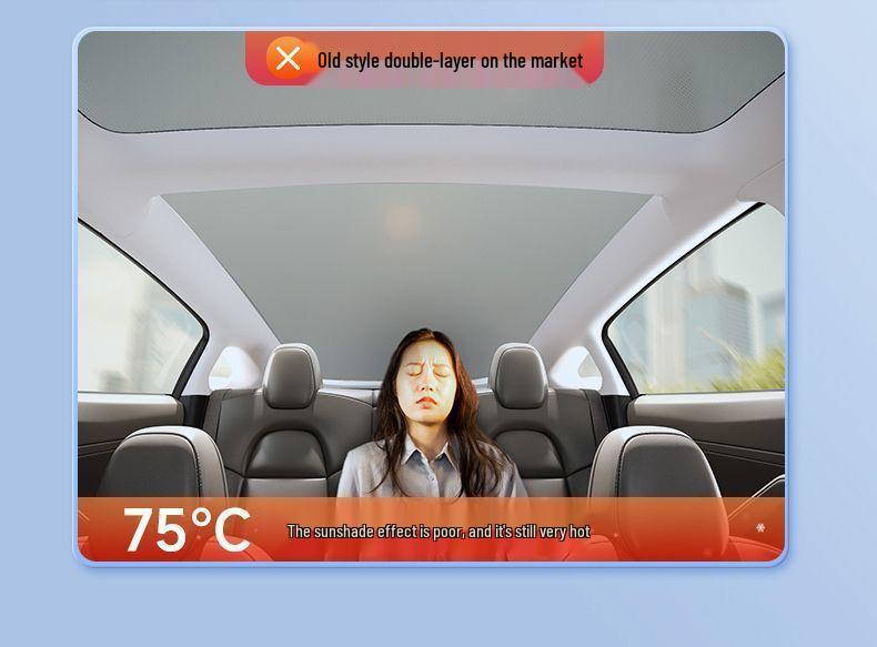 Tesla Model 3/Y Ice Crystal Sunroof Sunshade - Heat Insulation & Folding Protection