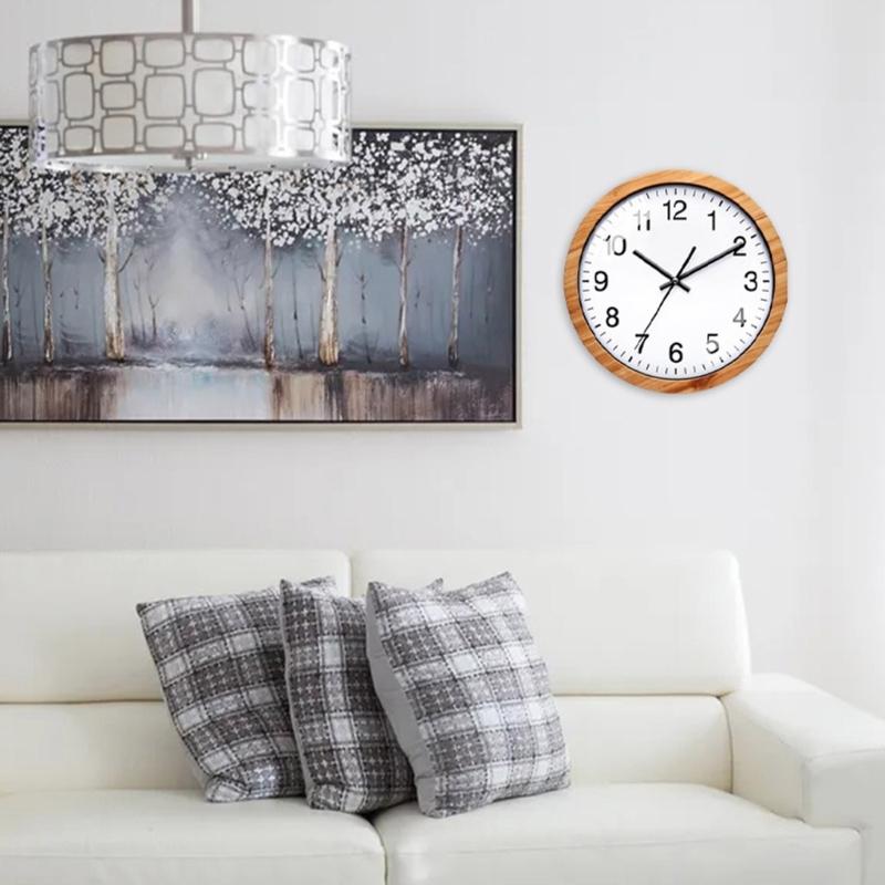 Stylish Round Log Wall Clock, Modern Wood Clock Decorative Battery Operated Wall Clocks for Home Offices Widely Usage