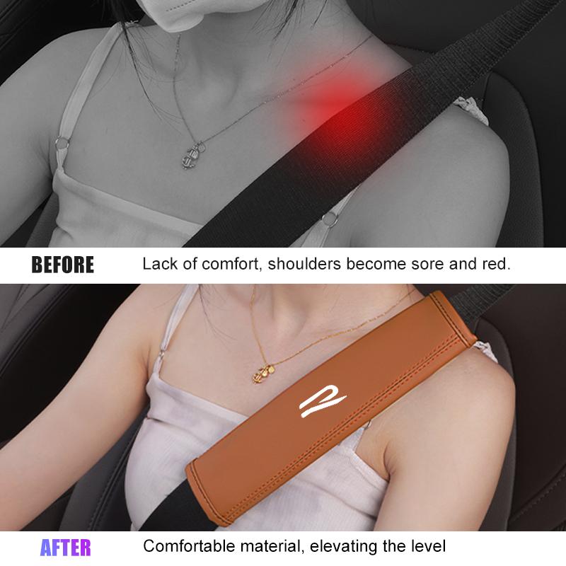 For Volkswagen VW R Golf 4 5 Passat Beetle Tiguan Touran Leather Car Seat Safety Belt Shoulder Cover Protection Pad Accessories Zk0
