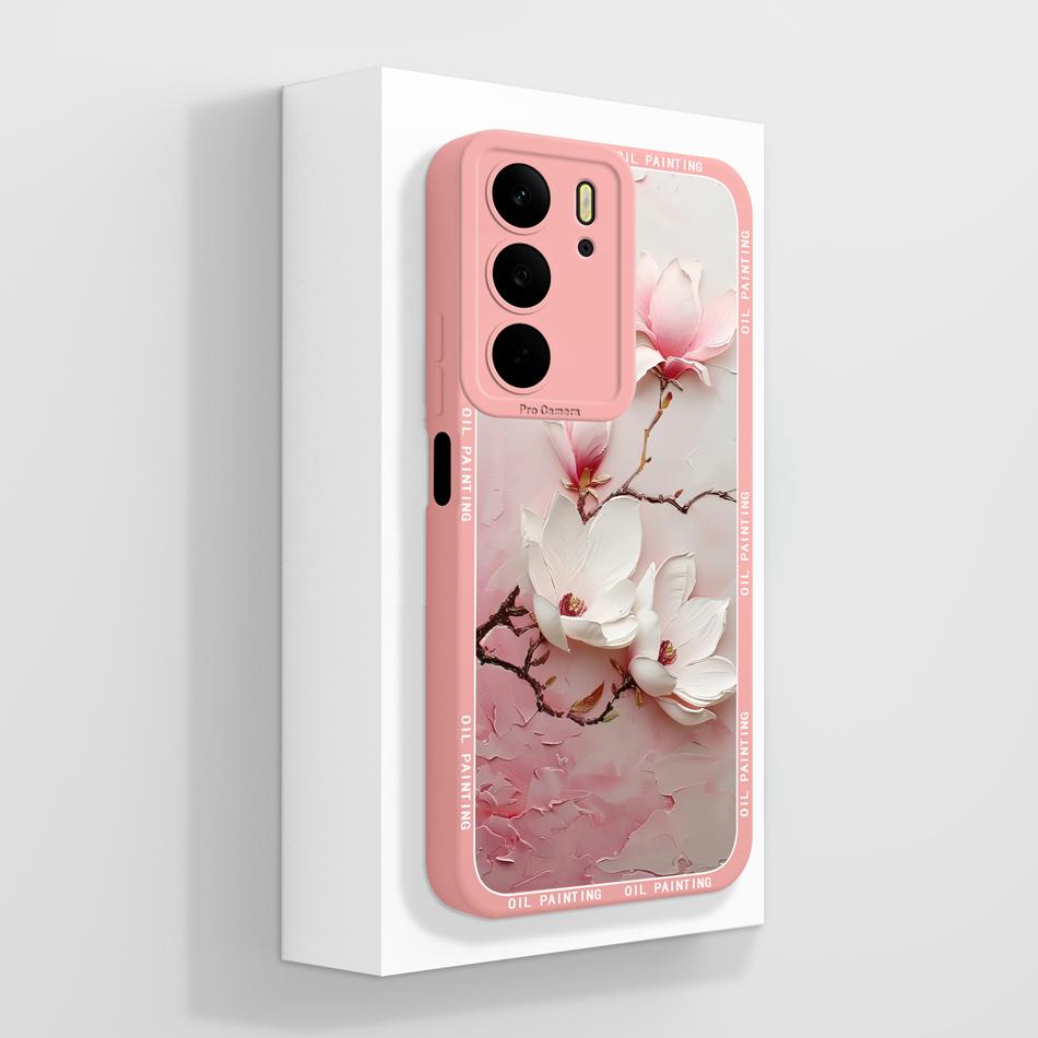 For Realme C75 C75X C73 C71 Case Painted Flowers Soft Liquid Silicone Back Cover For Realme C 75 Full Protection Phone Bumper