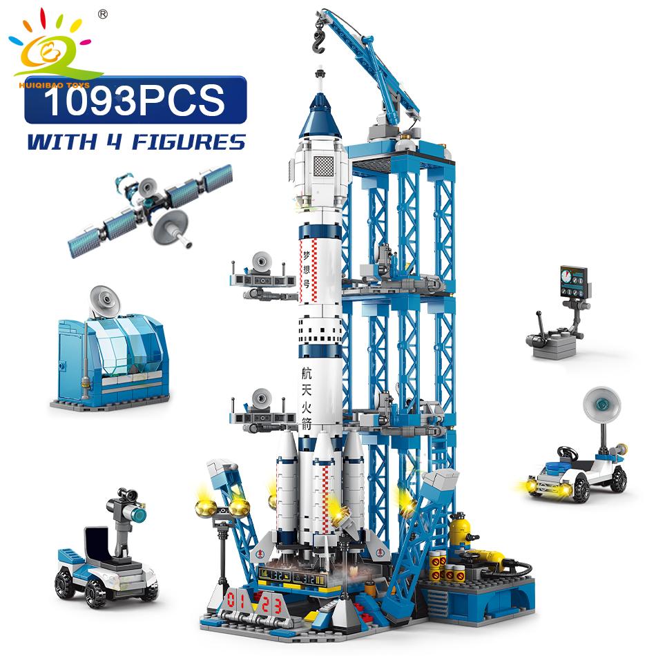 Non-Toxic Space Aviation Manned Rocket Building Blocks With Astronaut Figure City Aerospace Model Bricks Children Toys For Kids