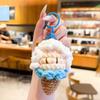 Soft Crochet Sheep Ice Cream Keychain Cute Knitted Lamb Bag Charm  Hanging Decoration