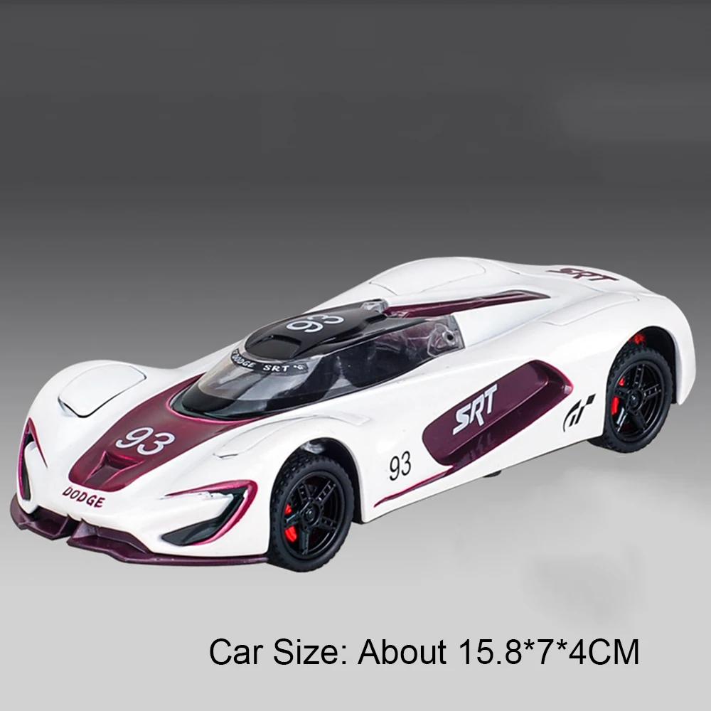 

1:32 SRT Tomahawk XVGT Challenger Hellcat Sports Car Model Toy Doors Opened Pull Back Metal Diecast Vehicles for Kids Gifts