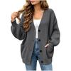 Womens Knit Cardigan 2026 Fall Loose Fit V Neck Single Breasted Sweater CasualPreppy StyleWomens Preppy Style