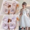 Girls sandals 2025 summer new middle and older children's beach shoes foreign soft-soled princess shoes girls fashion crystal shoes