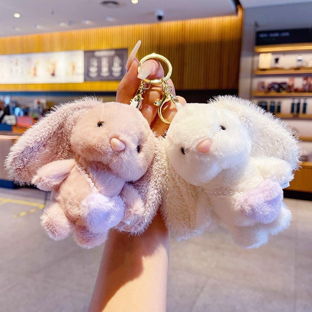 Heart Plush Rabbit Animal Door Key Cartoon Keychains Key Chains Korean Keyrings Bag Pendant