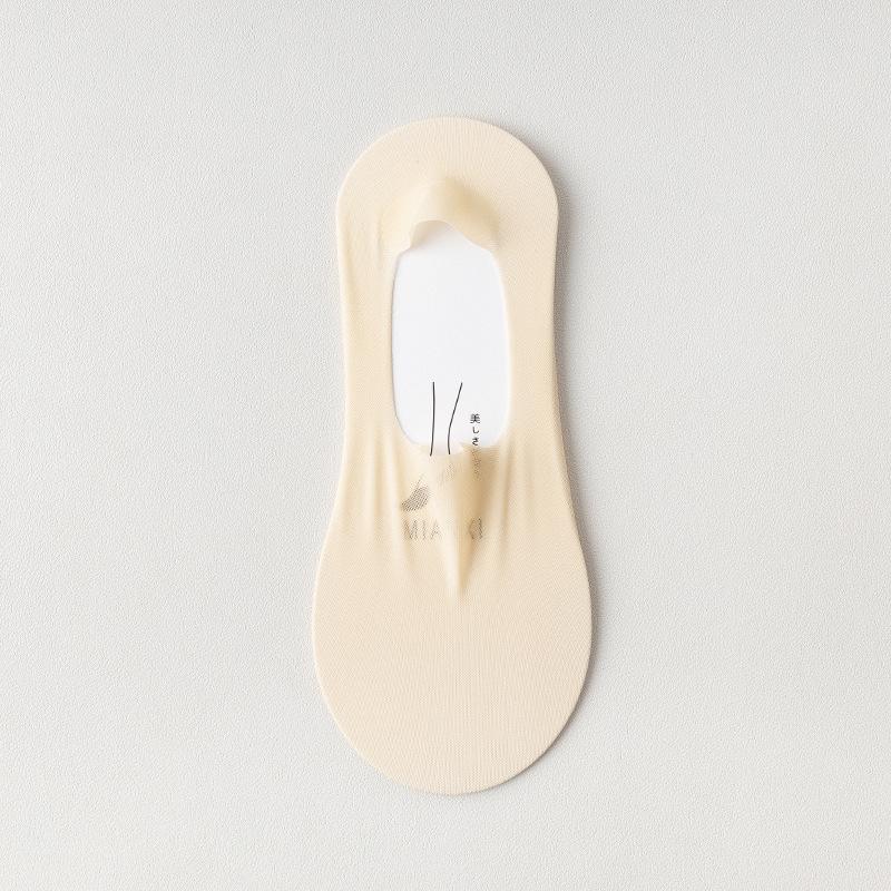 Summer Thin Boat Socks for Women, Solid Color, Versatile, Mesh Breathable, Shallow Mouth, Invisible Socks, Silicone Anti-drop, 100 Cotton Short Tube